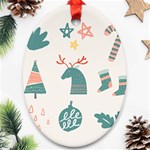 Reindeer Stars Socks Stick Ornament (Oval)