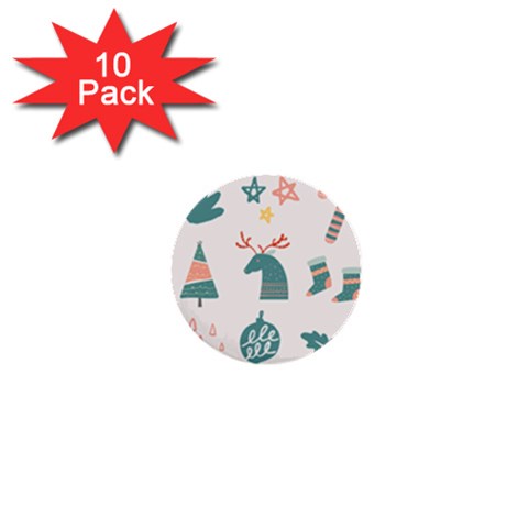 Reindeer Stars Socks Stick 1  Mini Buttons (10 pack)  from ArtsNow.com Front
