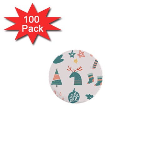 Reindeer Stars Socks Stick 1  Mini Buttons (100 pack)  from ArtsNow.com Front