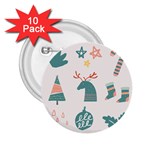 Reindeer Stars Socks Stick 2.25  Buttons (10 pack) 