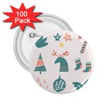 Reindeer Stars Socks Stick 2.25  Buttons (100 pack) 