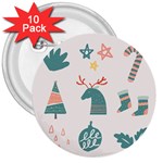 Reindeer Stars Socks Stick 3  Buttons (10 pack) 