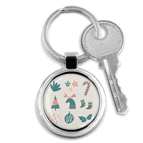 Reindeer Stars Socks Stick Key Chain (Round) from ArtsNow.com Front