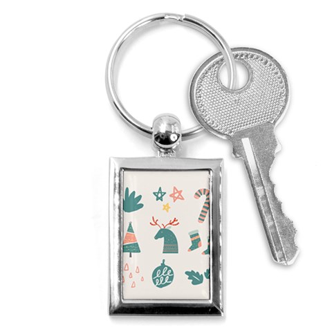 Reindeer Stars Socks Stick Key Chain (Rectangle) from ArtsNow.com Front