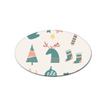 Reindeer Stars Socks Stick Sticker (Oval)