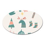 Reindeer Stars Socks Stick Oval Magnet
