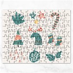 Reindeer Stars Socks Stick Rectangular Jigsaw Puzzl