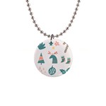 Reindeer Stars Socks Stick 1  Button Necklace