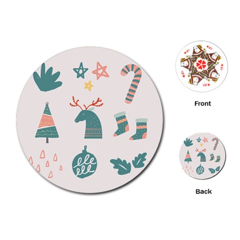 Reindeer Stars Socks Stick Playing Cards Single Design (Round) from ArtsNow.com Front
