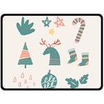 Reindeer Stars Socks Stick Fleece Blanket (Large)