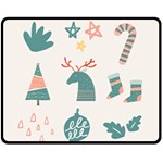 Reindeer Stars Socks Stick Two Sides Fleece Blanket (Medium)