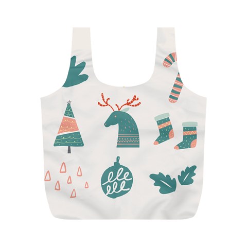 Reindeer Stars Socks Stick Full Print Recycle Bag (M) from ArtsNow.com Front