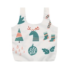 Reindeer Stars Socks Stick Full Print Recycle Bag (M) from ArtsNow.com Back