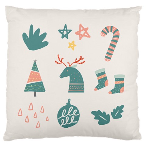 Reindeer Stars Socks Stick Large Premium Plush Fleece Cushion Case (One Side) from ArtsNow.com Front