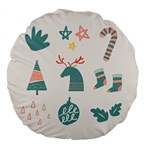 Reindeer Stars Socks Stick Large 18  Premium Flano Round Cushions