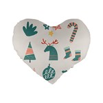 Reindeer Stars Socks Stick Standard 16  Premium Flano Heart Shape Cushions