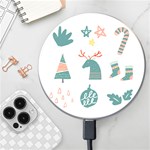 Reindeer Stars Socks Stick Wireless Fast Charger(White)