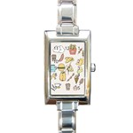 Dinner Meal Food Snack Fast Food Rectangle Italian Charm Watch