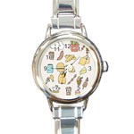 Dinner Meal Food Snack Fast Food Round Italian Charm Watch