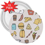 Dinner Meal Food Snack Fast Food 3  Buttons (10 pack) 