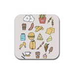 Dinner Meal Food Snack Fast Food Rubber Coaster (Square)