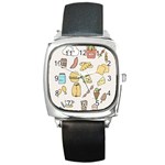 Dinner Meal Food Snack Fast Food Square Metal Watch