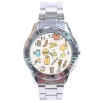 Dinner Meal Food Snack Fast Food Stainless Steel Analogue Watch
