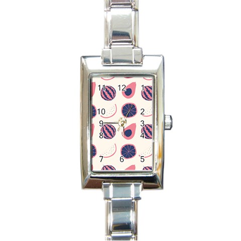Fruits Halves Pattern Design Rectangle Italian Charm Watch from ArtsNow.com Front