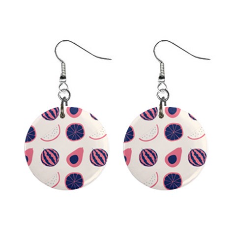 Fruits Halves Pattern Design Mini Button Earrings from ArtsNow.com Front