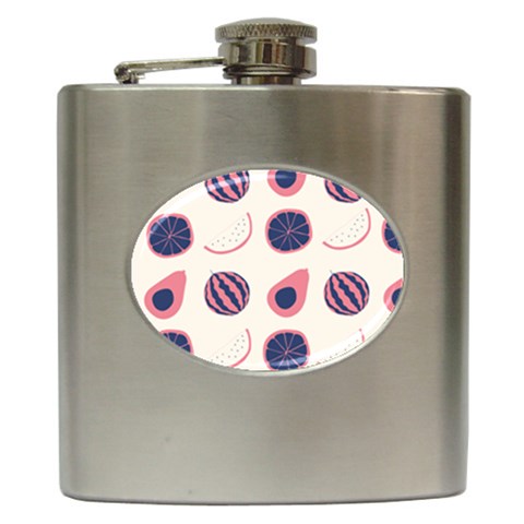 Fruits Halves Pattern Design Hip Flask (6 oz) from ArtsNow.com Front