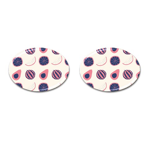 Fruits Halves Pattern Design Cufflinks (Oval) from ArtsNow.com Front(Pair)