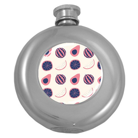 Fruits Halves Pattern Design Round Hip Flask (5 oz) from ArtsNow.com Front
