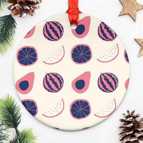 Fruits Halves Pattern Design Round Ornament (Two Sides) from ArtsNow.com Back