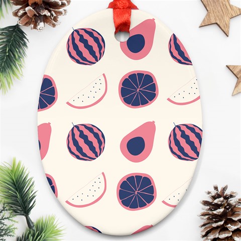 Fruits Halves Pattern Design Oval Ornament (Two Sides) from ArtsNow.com Front