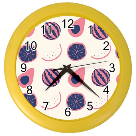 Fruits Halves Pattern Design Color Wall Clock from ArtsNow.com Front