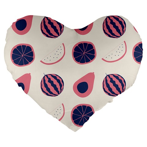 Fruits Halves Pattern Design Large 19  Premium Heart Shape Cushions from ArtsNow.com Front