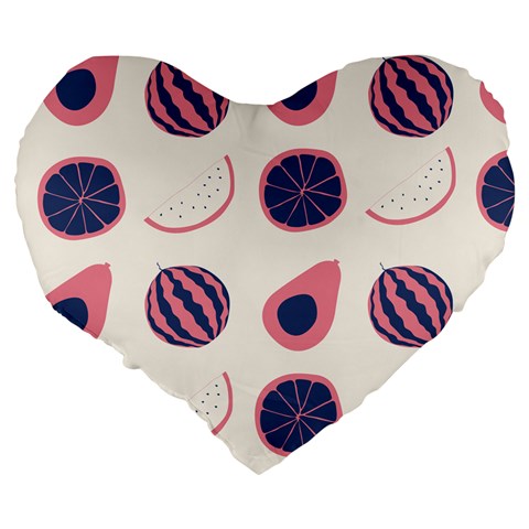 Fruits Halves Pattern Design Large 19  Premium Heart Shape Cushions from ArtsNow.com Back