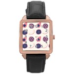 Fruits Halves Pattern Design Rose Gold Leather Watch 