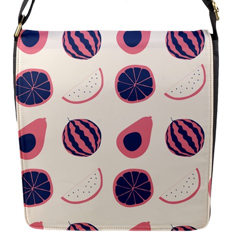 Fruits Halves Pattern Design Flap Closure Messenger Bag (S) from ArtsNow.com Front