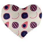 Fruits Halves Pattern Design Large 19  Premium Flano Heart Shape Cushions
