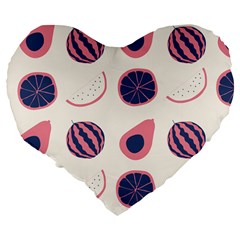 Fruits Halves Pattern Design Large 19  Premium Flano Heart Shape Cushions from ArtsNow.com Back