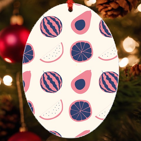 Fruits Halves Pattern Design UV Print Acrylic Ornament Oval from ArtsNow.com Front