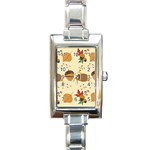 Leaves Foliage Acorns Barrel Rectangle Italian Charm Watch