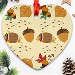 Leaves Foliage Acorns Barrel Ornament (Heart)