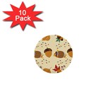 Leaves Foliage Acorns Barrel 1  Mini Buttons (10 pack) 
