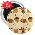 Leaves Foliage Acorns Barrel 3  Magnets (10 pack) 