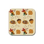 Leaves Foliage Acorns Barrel Rubber Coaster (Square)