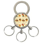 Leaves Foliage Acorns Barrel 3-Ring Key Chain