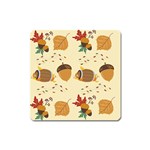 Leaves Foliage Acorns Barrel Square Magnet