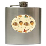 Leaves Foliage Acorns Barrel Hip Flask (6 oz)
